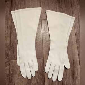 Wear Right Vintage Doubleplex Suede Gloves Long White Ivory Size 6.5